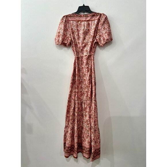 New Faherty Size S Orinda Floral Print Organic Cotton Maxi Dress Pink Multi - Picture 10 of 12
